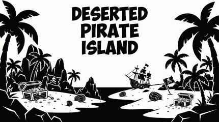 deserted pirate island with palm trees buried treasure and sandy landscape representing survival exploration and classic treasure hunt themes © Evan