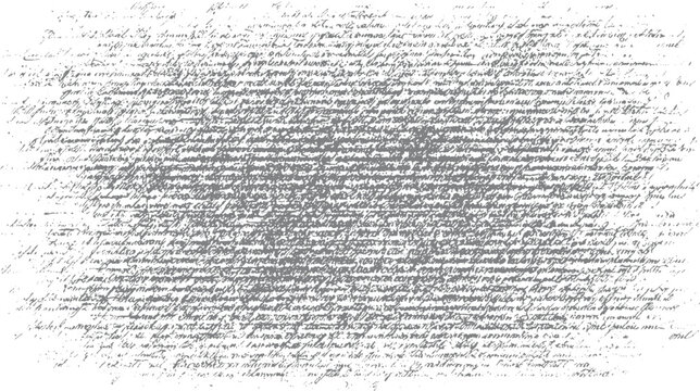 Dense handwritten text in grey on white background with scattered dots writing script document