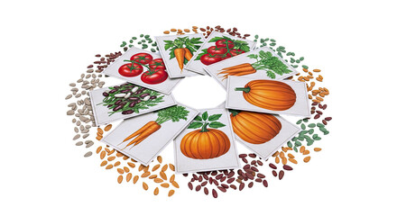 Vintage Vegetable Seed Packets Arrangement with Seeds