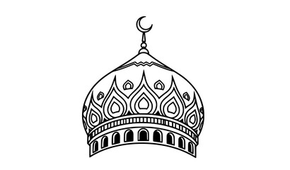 Stylized mosque dome vector with crescent finial decorative islamic design © MstLaily
