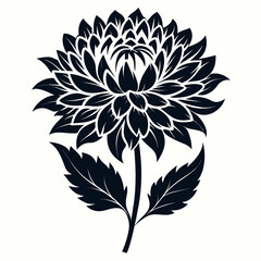Black Chrysanthemum Floral Silhouette &ndash; Elegant Botanical Flower Artwork