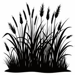 Black Wheat and Wild Grass Silhouette &ndash; Minimal Nature Botanical Design
