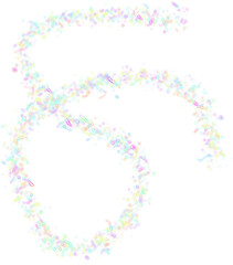Fototapeta premium Curved fairy-tale strokes form a loose figure, looping back on themselves in pastel clouds, like a playful mark drawn across the air.