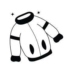 Jacket doodle icon with white background vector stock illustration