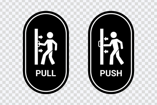 Push Pull Door Instruction Sign Icons