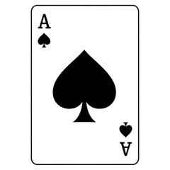A playing card with an ace of spades design on transparent background