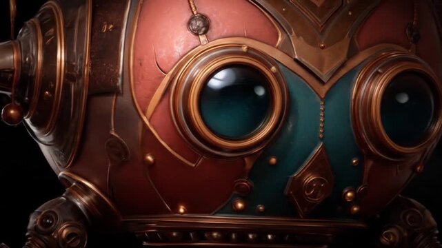 Close up of a decorative mechanical object with detailed ornate design