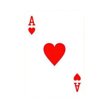 A red ace of hearts playing card on transparent background