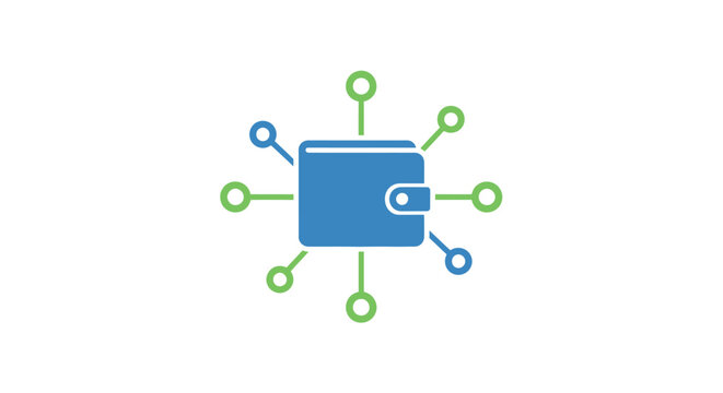 Digital wallet with connected nodes.