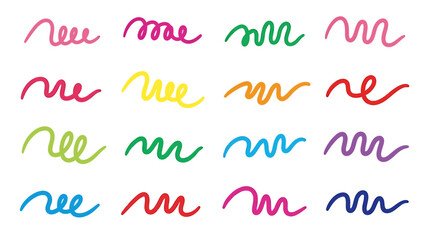 Colorful squiggly lines in various vibrant hues on plain white background