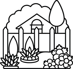 illustration of a house with a flower