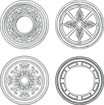 Ornamental Ceiling Medallion Vintage Architectural Detail Set
