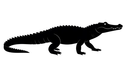 Obraz premium Silhouette of a large reptile, viewed from the side, on a blank white backdrop