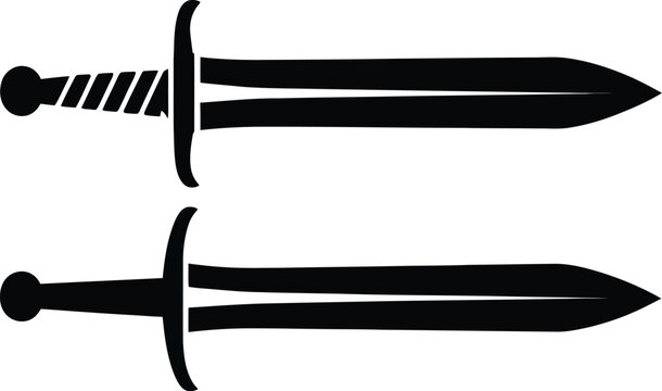 Two black swords on a white background Vector