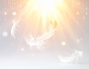 天使の羽が舞う神秘的な光の空間　神聖　スピリチュアル　愛と癒しのエネルギー