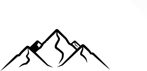 Fototapeta premium A stylized black and white outline of jagged mountain peaks
