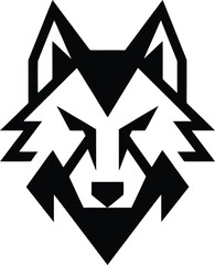A black and white wolf head logo with geometric shapes Vector © Raton