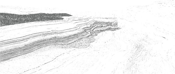 Plakat Detailed cross section of layered sedimentary rock formations with visible strata and erosion patterns