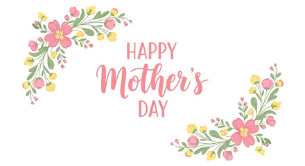 Mother's Day floral wreath vector illustration with Happy Mother's Day text