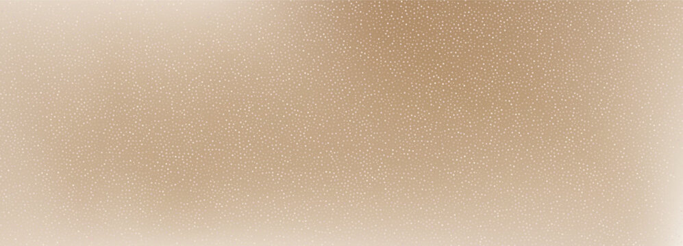 Gradient background with brown and light cream transitions. White dots and particles scattered across warm tan surface. Vector neutral gradation effect. Luxury backdrop for pastel templates.