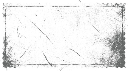 Distressed grey rectangular stamp border with textured surface and scattered speckles grunge vintage