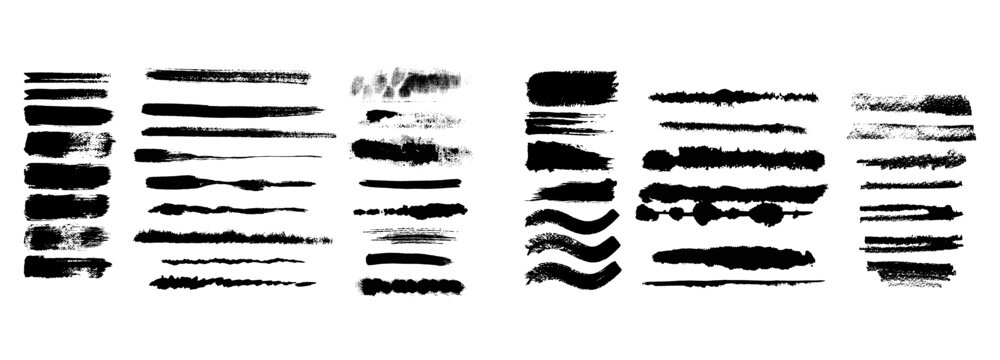 Set of Brush strokes text boxes, Paintbrush Grunge design elements, Hand drawn Grunge texture, Horizontal, Lines, vector illustrator