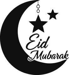 Eid mubarak greeting card with crescent moon and stars © SAMIRAAKTHER
