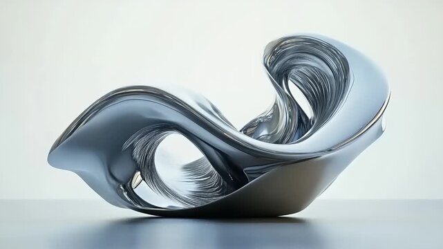 Sculpture Rotation on Gray Surface.