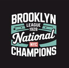 Vintage Brooklyn League 1928 National Champions N Y C Sports on Black Background