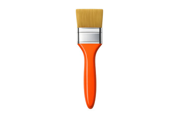 Paint brush with orange handle and yellow bristles, symbolizing art, crafting, and home improvement, transparent background