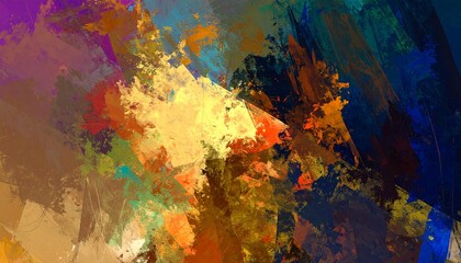 Vibrant abstract expressionist artwork with heavy paint and rich textures