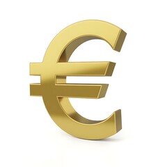 Obraz premium A 3 D rendering of a golden euro currency symbol against a white background