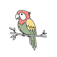 Fototapeta premium Colorful Parrot Sitting on Branch.