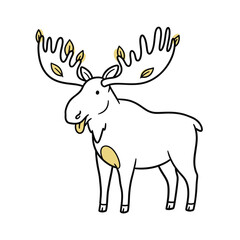 Obraz premium Simple Line Drawing of Moose Head.