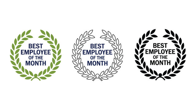 Three "Best Employee of the Month" laurel wreath awards are shown.