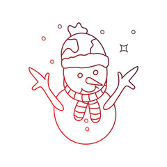 Snowman  doodle icon with white background vector stock illustration