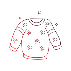 Sweater doodle icon with white background vector stock illustration