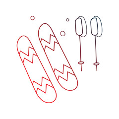 Ski  doodle icon with white background vector stock illustration