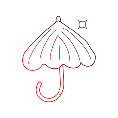 Umbrella  doodle icon with white background vector stock illustration