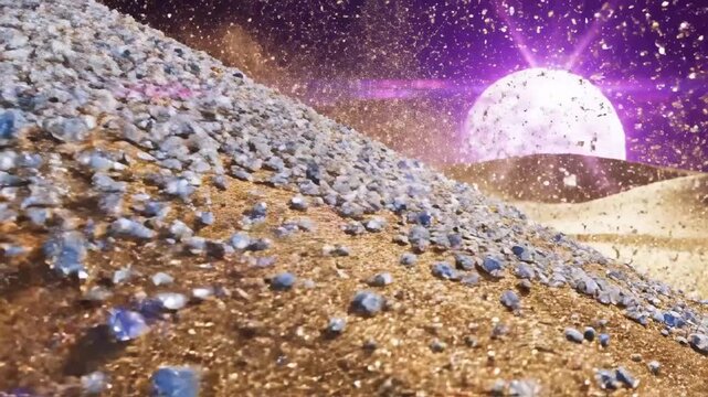 Asteroid field in deep space.