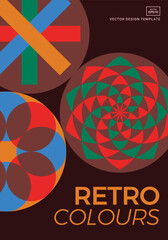 Fototapeta premium Colorful design template with round elements applicable for book covers, posters, postcards, banners, flyers. Retro style.