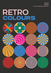 Obraz premium Colorful design template with round elements applicable for book covers, posters, postcards, banners, flyers. Retro style.