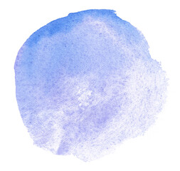Abstract blue and purple watercolor splash isolated on transparent background