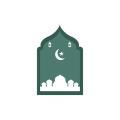 Ramadan ornament with mosque background featuring decorative frame
