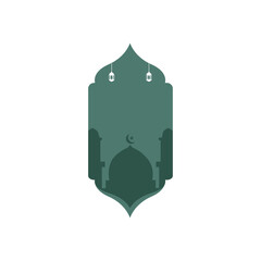 Ramadan ornament with mosque background featuring decorative frame