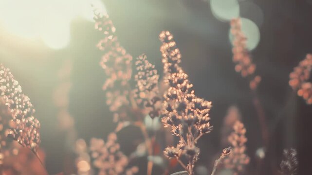 Goldenrod plant catching warm sunlight in a peaceful outdoor setting, creating a soft focus background and evoking feelings of tranquility and nature's quiet beauty