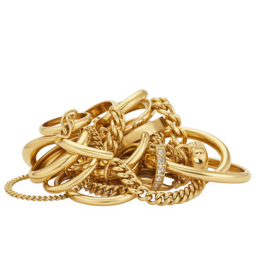Pile of assorted gold jewelry assorted jewelry pile of jewelry isolated on a transparent background