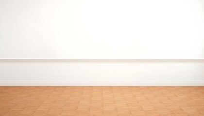 A room with brown wooden flooring and white walls