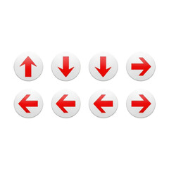 Set of six directional arrows pointing up, down, left, and right with red accents