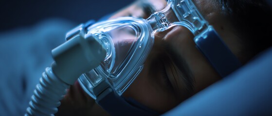 Man sleeping with CPAP mask for better breathing.